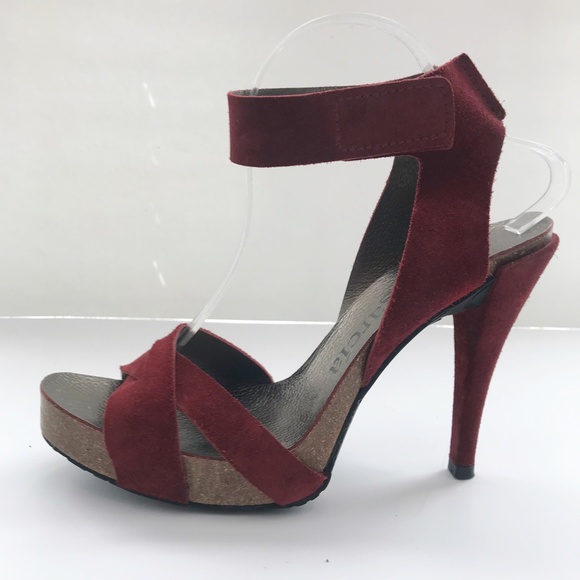 Pedro Garcia Shoes - Pedro Garcia Red Suede Ankle Strap Platform Sandals US 10.5/40.5 Open-Toe
